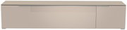 Vooraanzicht van een modern, beige XL-tv-lowboard met strakke lijnen en een minimalistisch ontwerp.