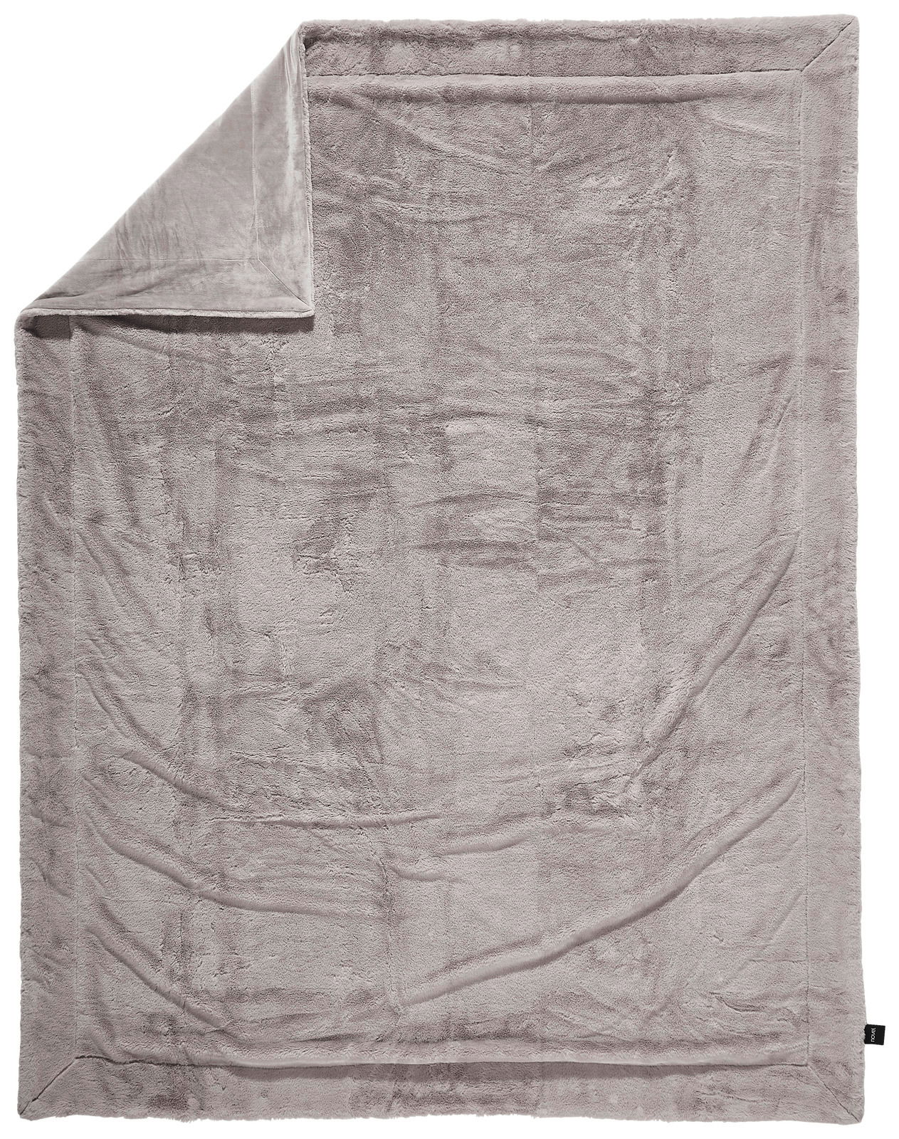 Novel Felldecke Yukon Graue Felldecke ausgebreitet, Draufsicht mit umgeschlagener Ecke