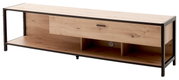 TV-Lowboard aus Holz mit Metallrahmen, Frontansicht