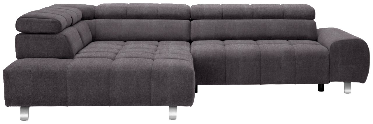 Graues Ecksofa mit Ottomane links, Vorderansicht