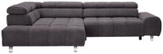 Graues Ecksofa mit Ottomane links, Vorderansicht