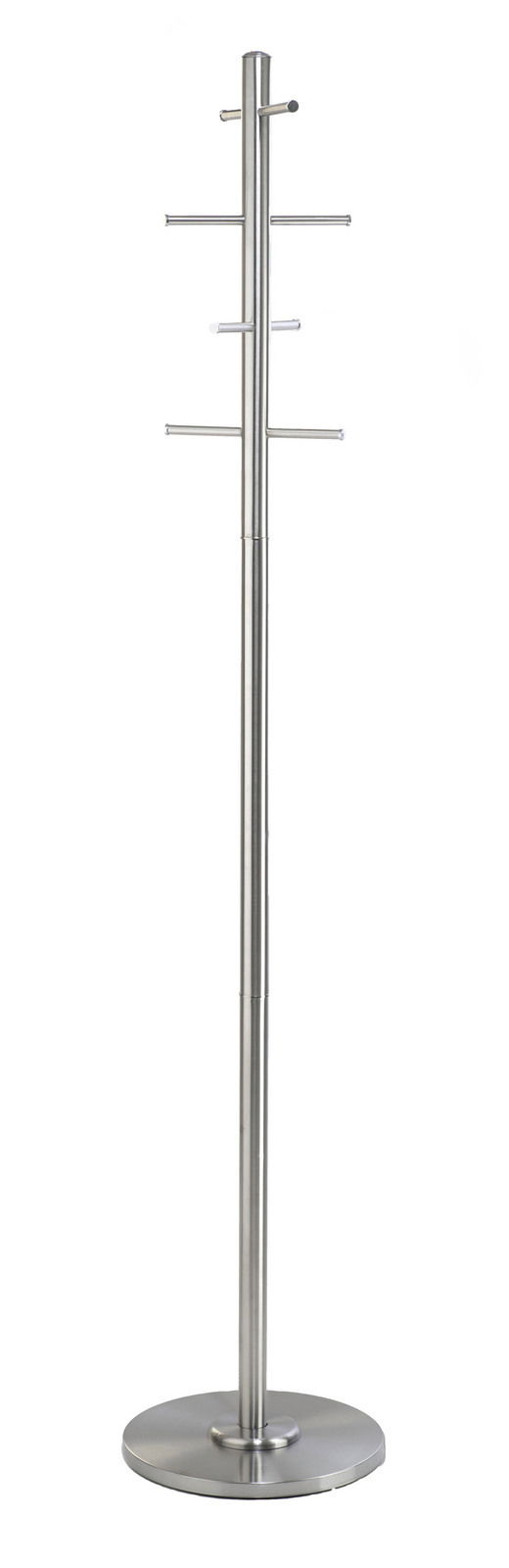 Moderner Garderobenständer aus Metall mit mehreren Haken, frontal abgebildet.