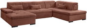 Braune Ecksofa mit Ottomane, Vorderansicht