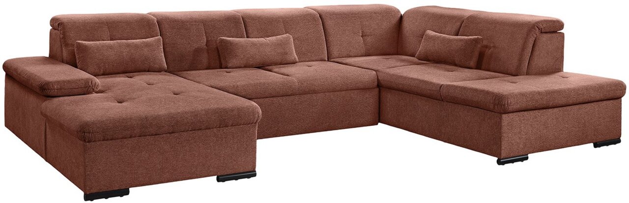 Braune Ecksofa mit Ottomane, Vorderansicht