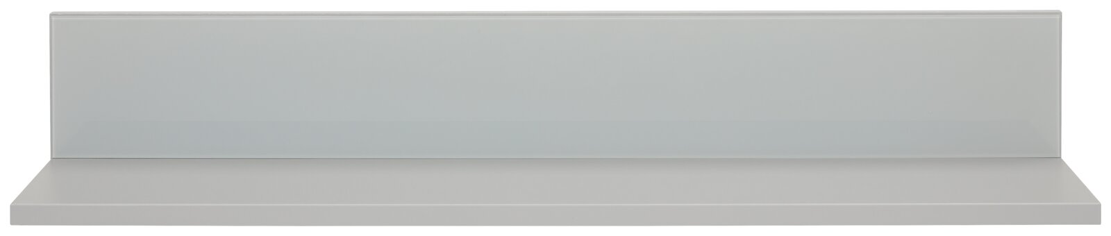 Graues Wandregal mit schlichtem Design, frontale Ansicht