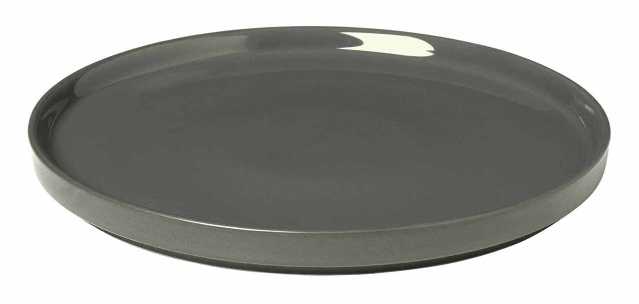 Grauer Dessertteller aus der Serie PILAR in der Farbe Pewter, seitliche Perspektive
