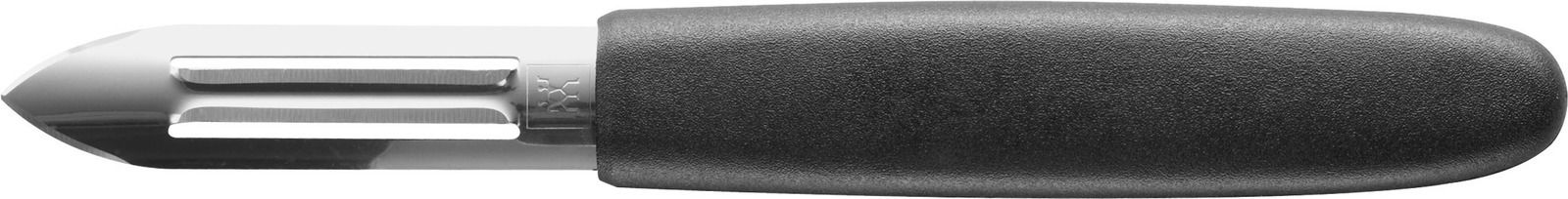 ZWILLING Sparschäler TWIN GRIP Sparschäler TWIN GRIP mit schwarzem Griff und silberner Klinge, seitliche Perspektive