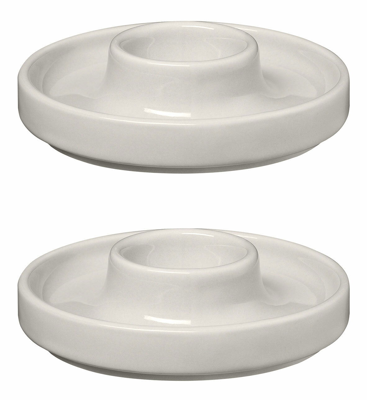 Zwei graue Eierbecher aus der PILAR-Serie von Blomus, in einer seitlichen Perspektive dargestellt.