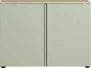 Grüne Kommode mit zwei Türen, Frontansicht