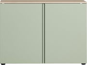 Grüne Kommode mit zwei Türen, Frontansicht