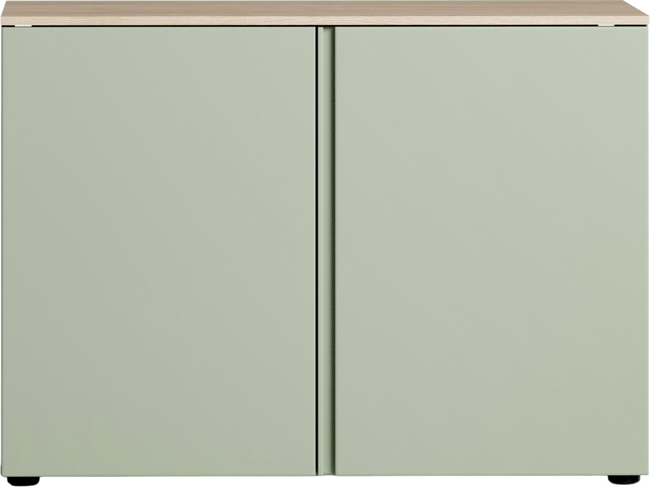 Groene ladekast met twee deuren, vooraanzicht