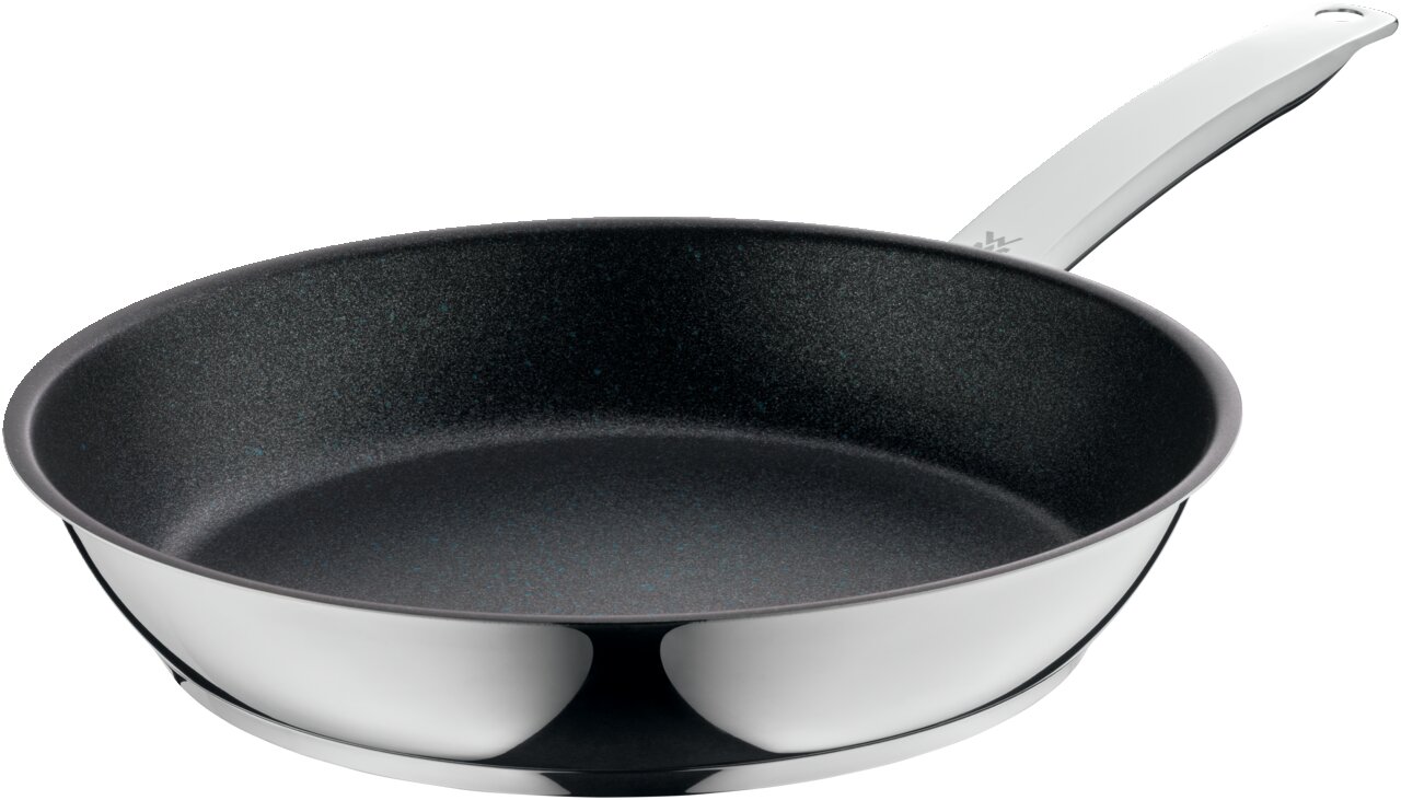 Stielpfanne PermaDur Advanc 28 aus Edelstahl mit Antihaftbeschichtung, seitliche Perspektive