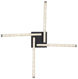 Moderne LED-Deckenleuchte Alois mit vier leuchtenden Armen in geometrischem Design, Ansicht von oben.