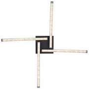 Moderne LED-Deckenleuchte Alois mit vier leuchtenden Armen in geometrischem Design, Ansicht von oben.