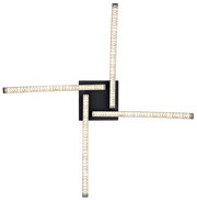 Moderne LED-Deckenleuchte Alois mit vier leuchtenden Armen in geometrischem Design, Ansicht von oben.