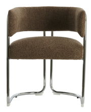 Brauner Armlehnstuhl mit Metallgestell, Vorderansicht