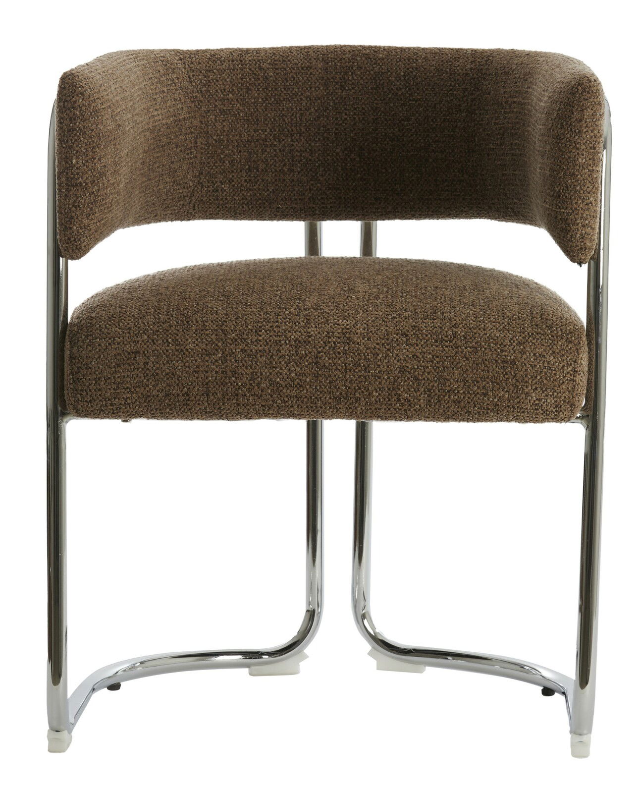 Brauner Armlehnstuhl mit Metallgestell, Vorderansicht