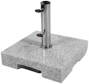 Granit-Sockel mit Edelstahlrohr, seitliche Perspektive