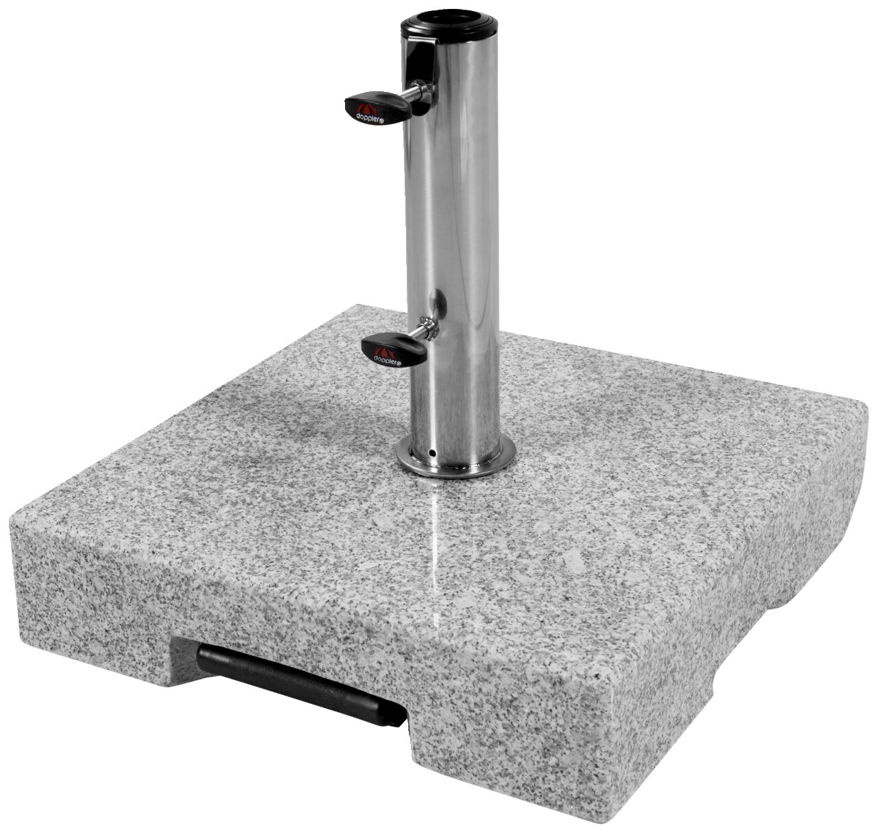 Doppler Granitsockel Trolley ZUBEHÖR Granit-Sockel mit Edelstahlrohr, seitliche Perspektive