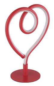 Rote LED-Tischleuchte in Herzform, seitliche Perspektive