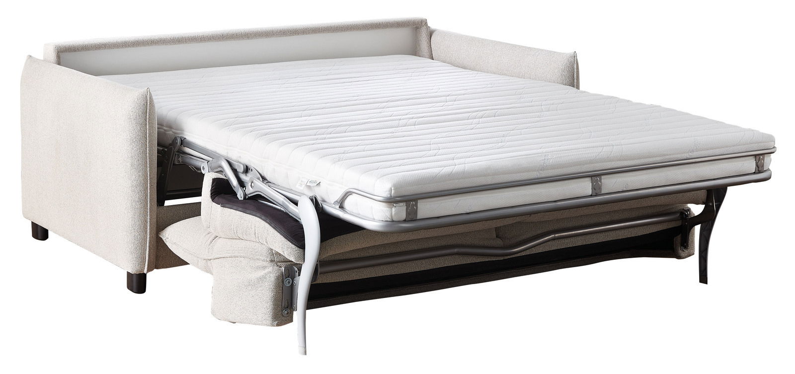 Schlafsofa in ausgeklappter Position, seitliche Perspektive