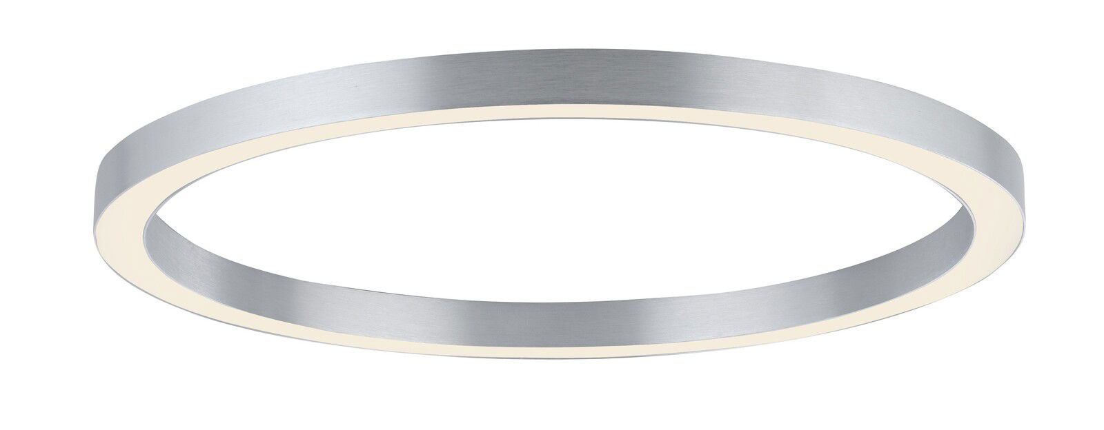 Moderne Deckenleuchte PURE-LINES von Paul Neuhaus in silberner Ringform, seitliche Perspektive