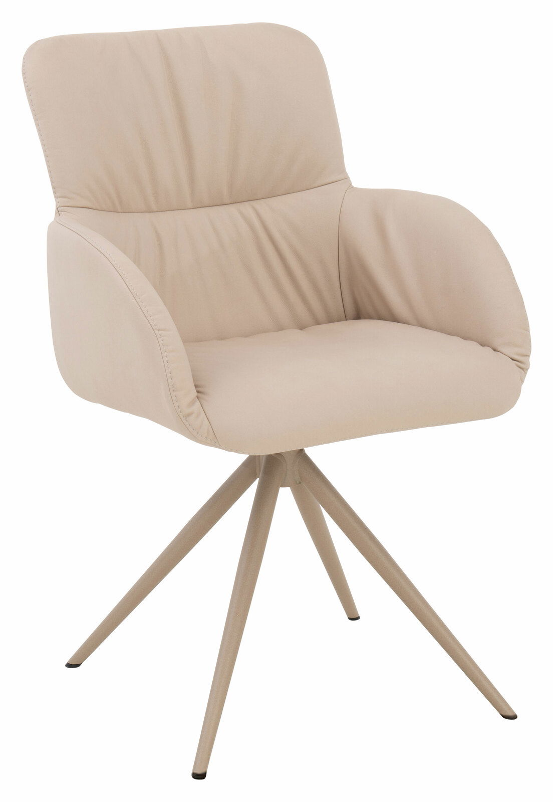 Plantagie Armlehnstuhl RUBY Beiger Armlehnstuhl mit gepolstertem Sitz und Rückenlehne, auf vier schlanken Metallbeinen, seitliche Perspektive