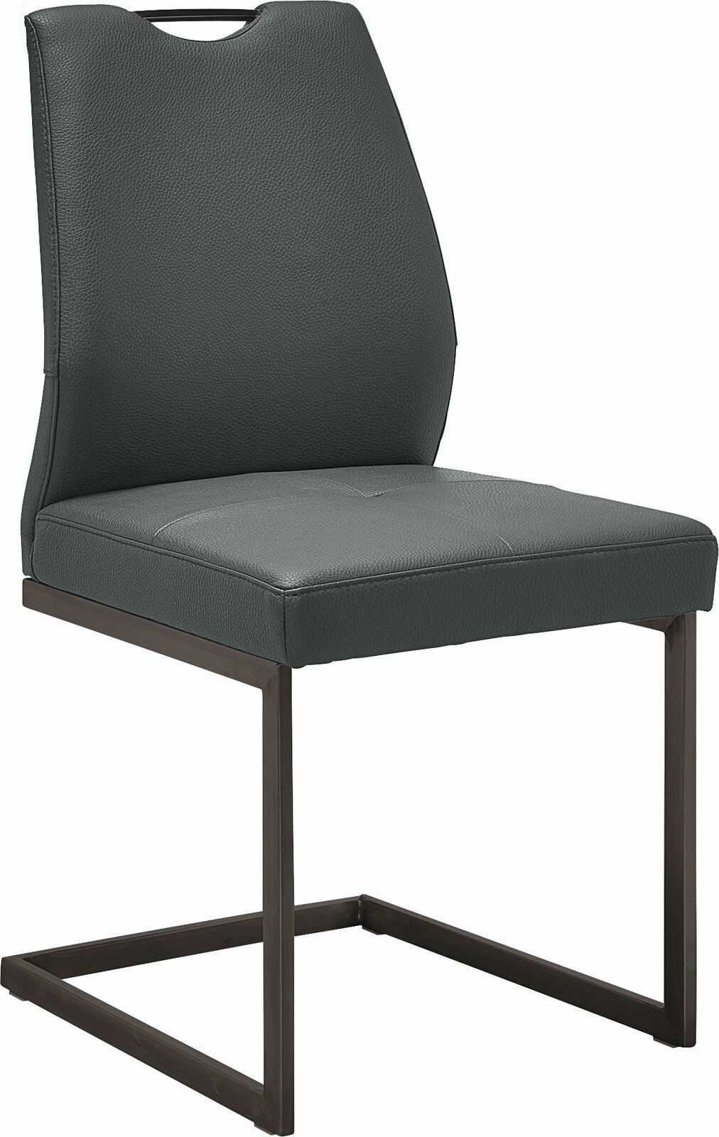 Dieter Knoll Schwingstuhl LIMONE Moderner Schwingstuhl in dunklem Leder mit Metallgestell, seitliche Perspektive