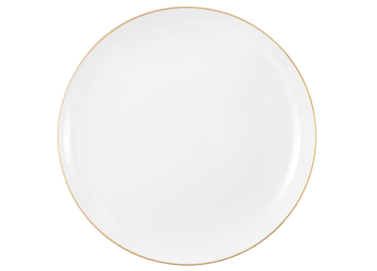 Runder Frühstücksteller mit goldener Umrandung, Draufsicht