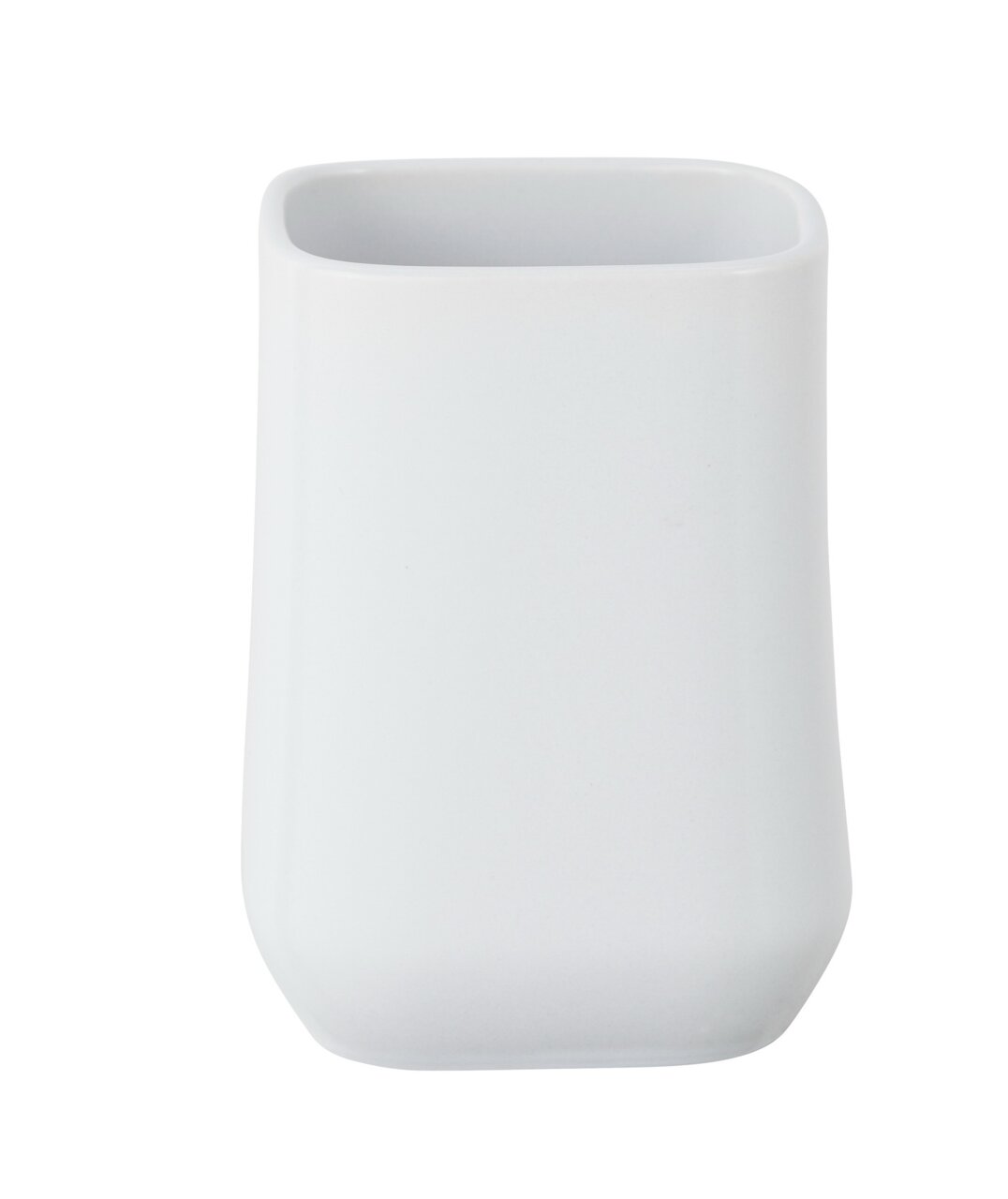 Weißer Keramik Zahnputzbecher Adine, frontal fotografiert