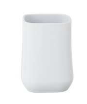 Weißer Keramik Zahnputzbecher Adine, frontal fotografiert