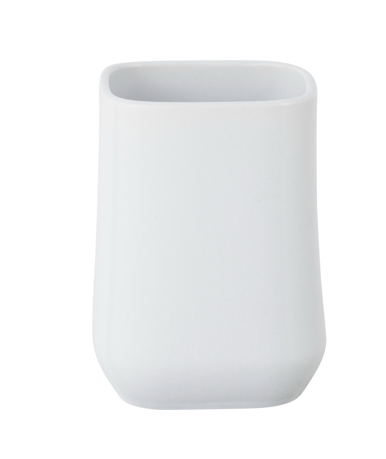 Weißer Keramik Zahnputzbecher Adine, frontal fotografiert