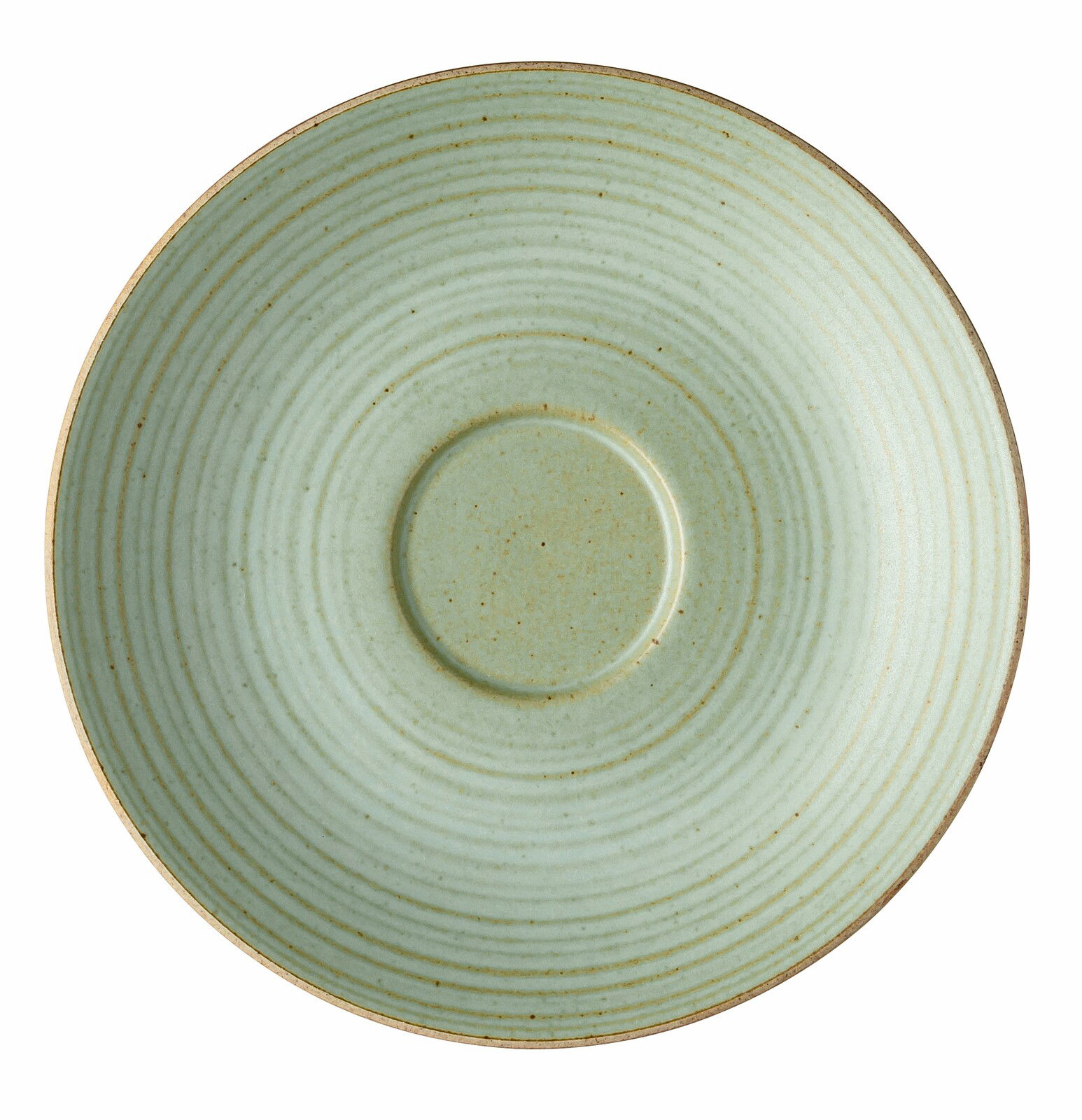 Grüne Cappuccino-Untertasse mit konzentrischen Kreisen, Draufsicht