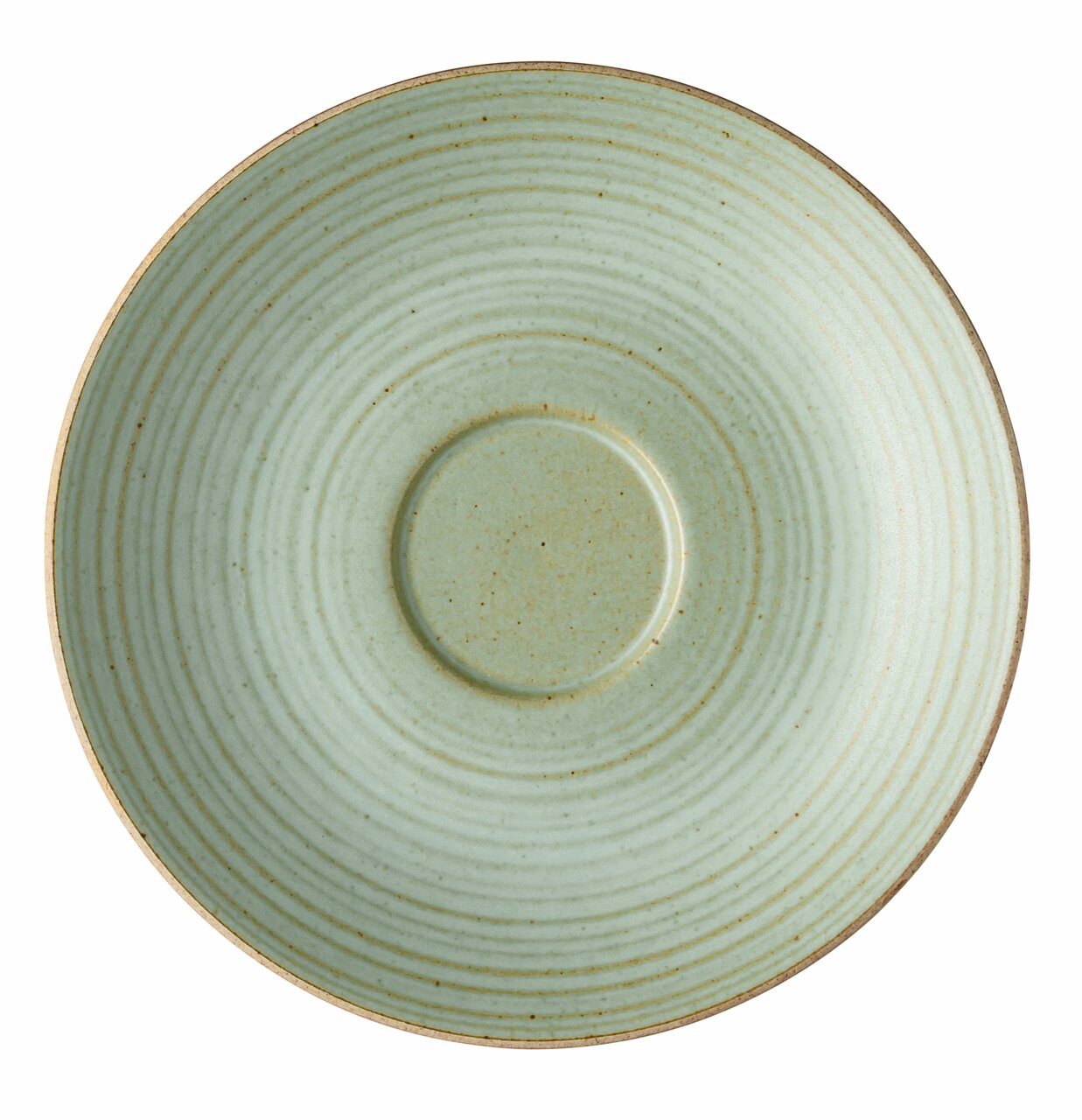 Grüne Cappuccino-Untertasse mit konzentrischen Kreisen, Draufsicht