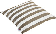 Outdoor-Kissen mit braun-weißen Streifen, schräg von oben fotografiert