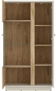 Offenes Highboard aus Holz mit mehreren Regalböden, frontale Ansicht