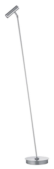 Slanke metalen LED-staande lamp, gezien vanaf de zijkant