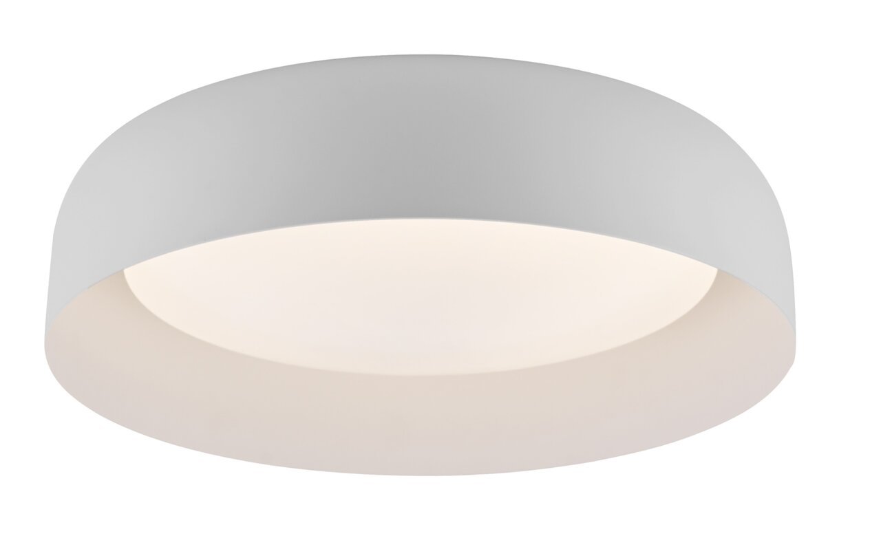 Moderne runde Deckenleuchte OSKO in Weiß, seitliche Perspektive