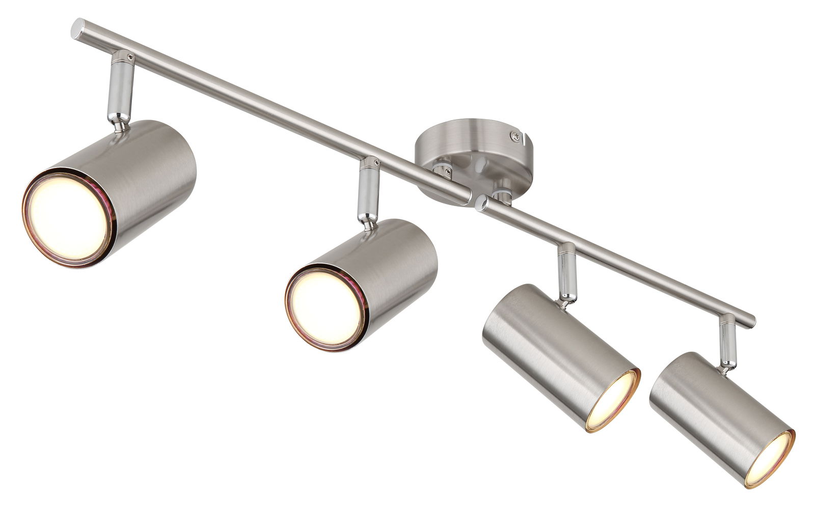 Globo Lighting Strahler ALLVI Moderner Strahler mit vier verstellbaren Leuchten in gebürstetem Metall, seitliche Perspektive