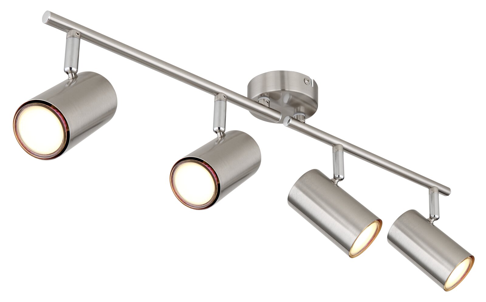 Globo Lighting Spot ALLVI Moderne spot met vier verstelbare lampen van geborsteld metaal, zijaanzicht