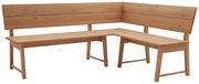 Eckbank aus Holz in L-Form, Perspektive von vorne rechts