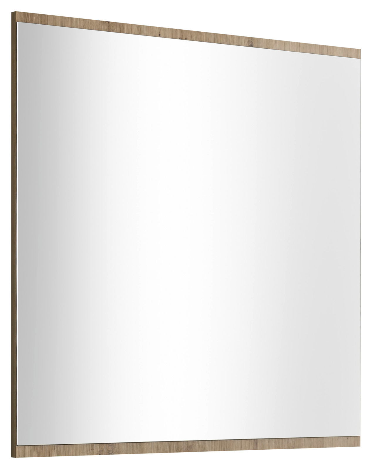 Rechteckiger Spiegel mit Holzrahmen, seitliche Perspektive