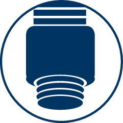 Symbol eines Wasser sparenden Duschkopfs, Ansicht von der Seite