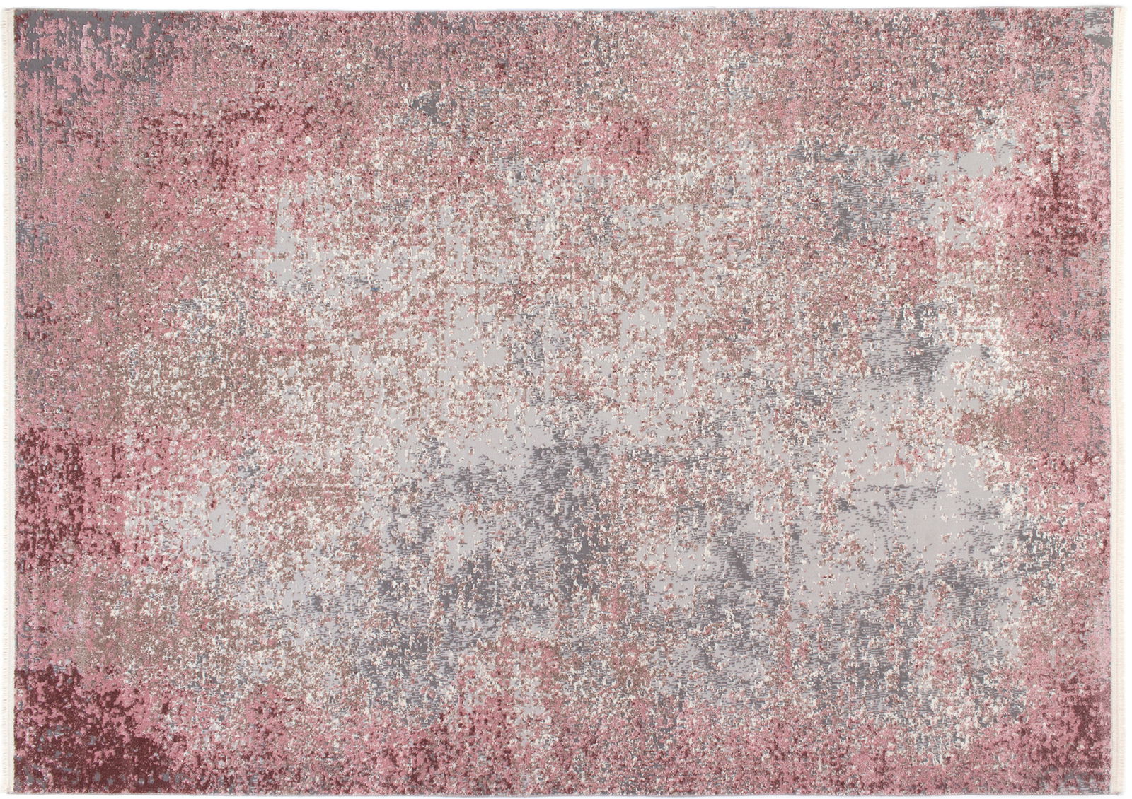 Designer Teppich in Rosa- und Grautönen mit abstraktem Muster, Draufsicht