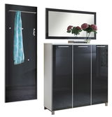Garderoben-Set 3-tlg. mit Spiegel, Schrank und Wandpaneel, seitliche Perspektive