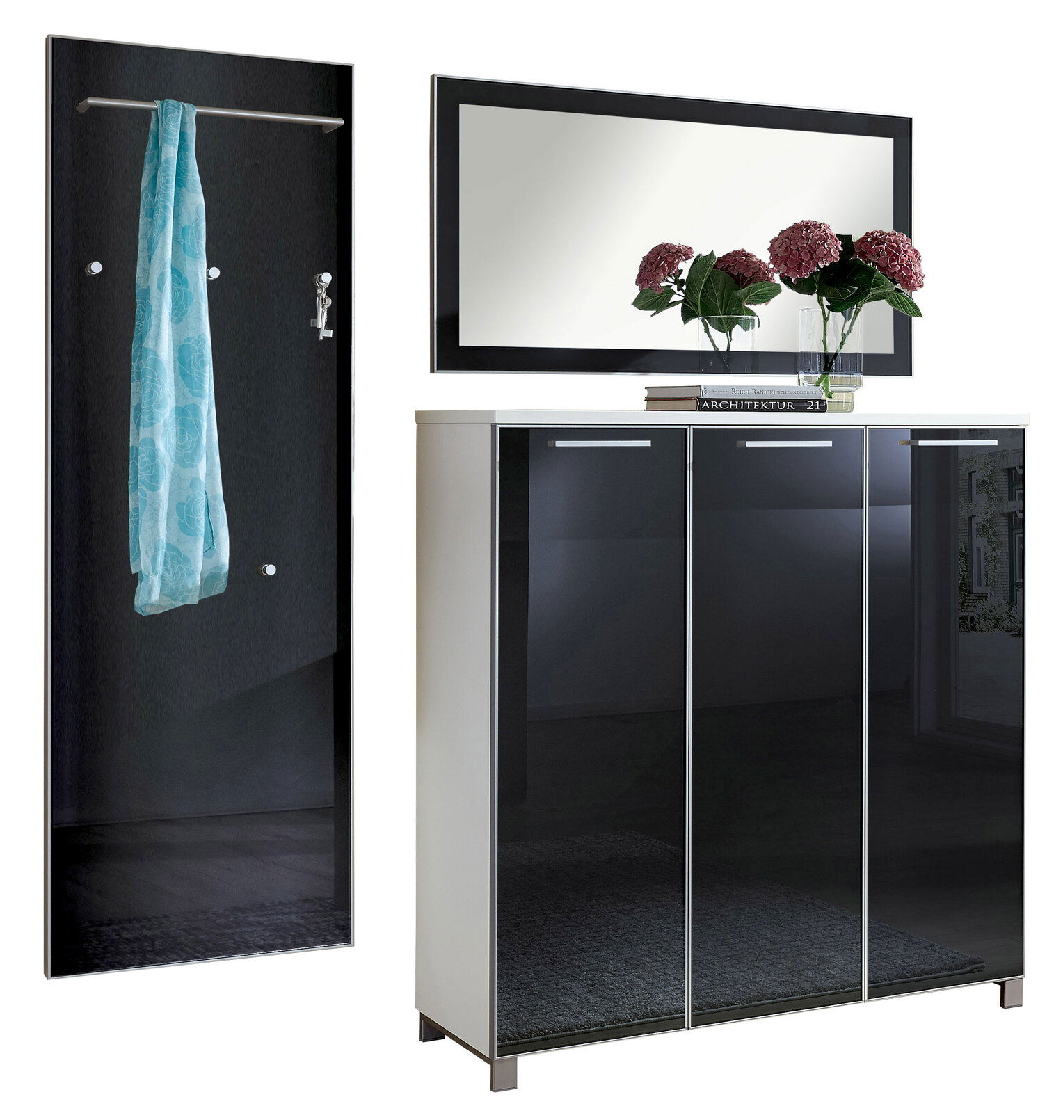 VOSS Garderoben-Set 3-tlg. (Set55) SANTINA Garderoben-Set 3-tlg. mit Spiegel, Schrank und Wandpaneel, seitliche Perspektive