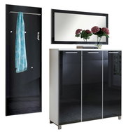 Garderoben-Set 3-tlg. mit Spiegel, Schrank und Wandpaneel, seitliche Perspektive