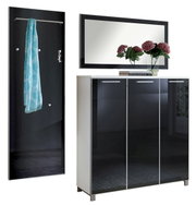 Garderoben-Set 3-tlg. mit Spiegel, Schrank und Wandpaneel, seitliche Perspektive