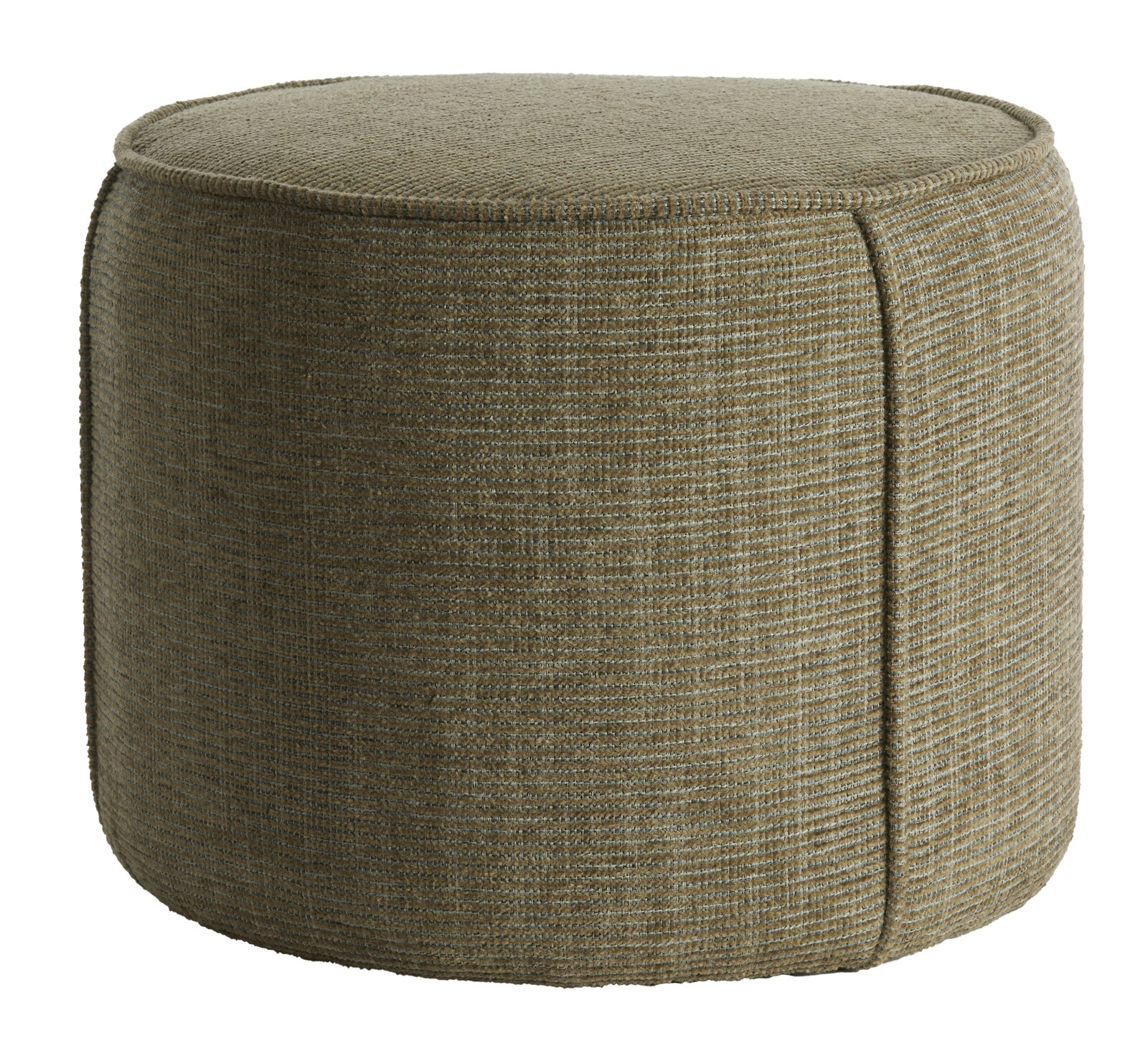 Light&Living Sitzpuff DOMONI Runder, olivgrüner Sitzpuff aus Stoff, seitliche Perspektive