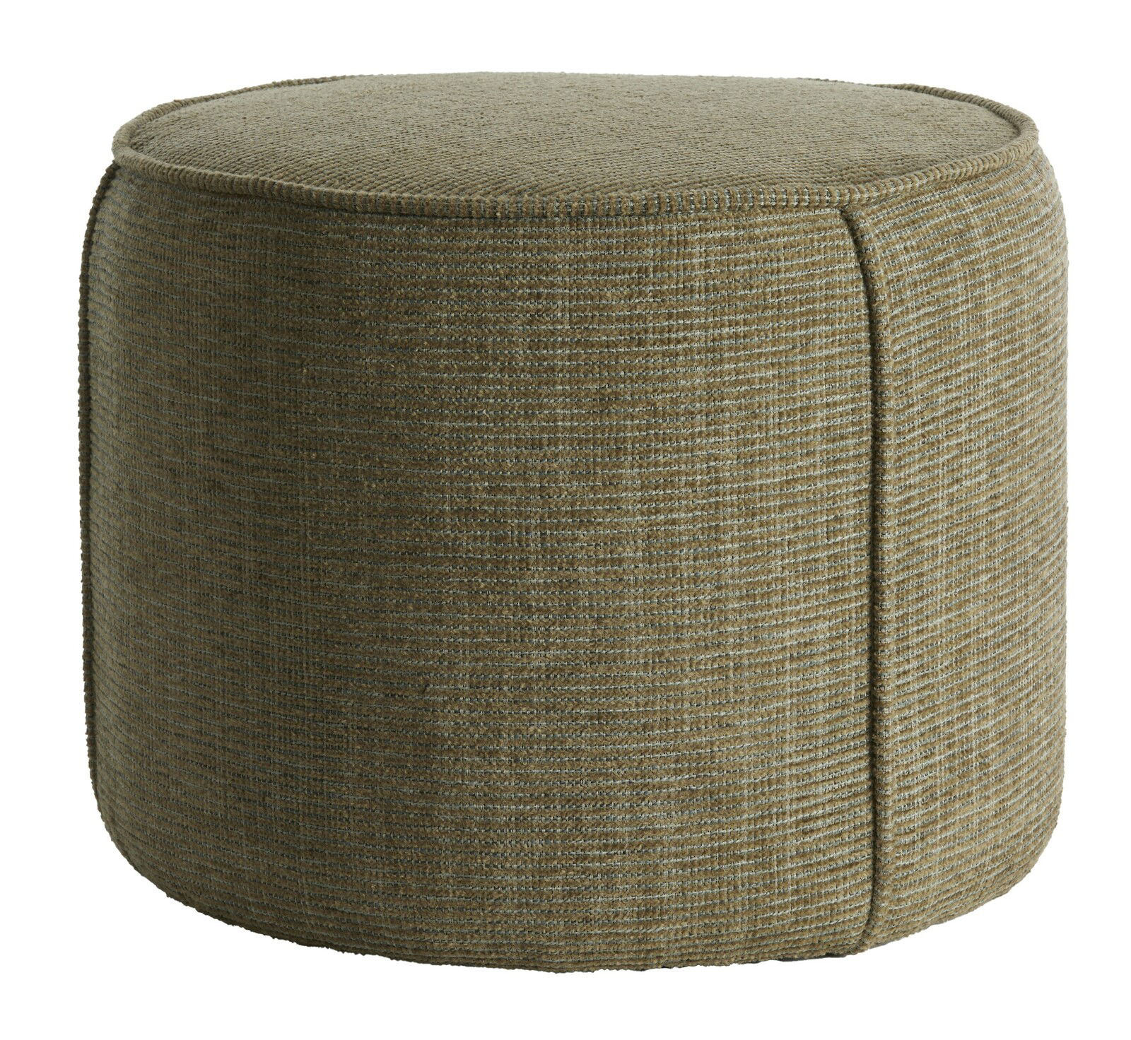 Light&Living Sitzpuff DOMONI Runder, olivgrüner Sitzpuff aus Stoff, seitliche Perspektive